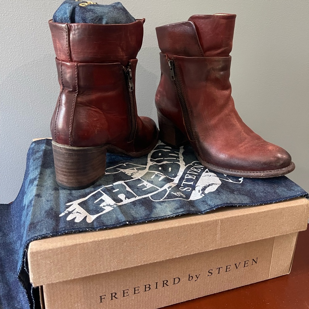 Freebird by Steven Clip Leather Boots in Rust
